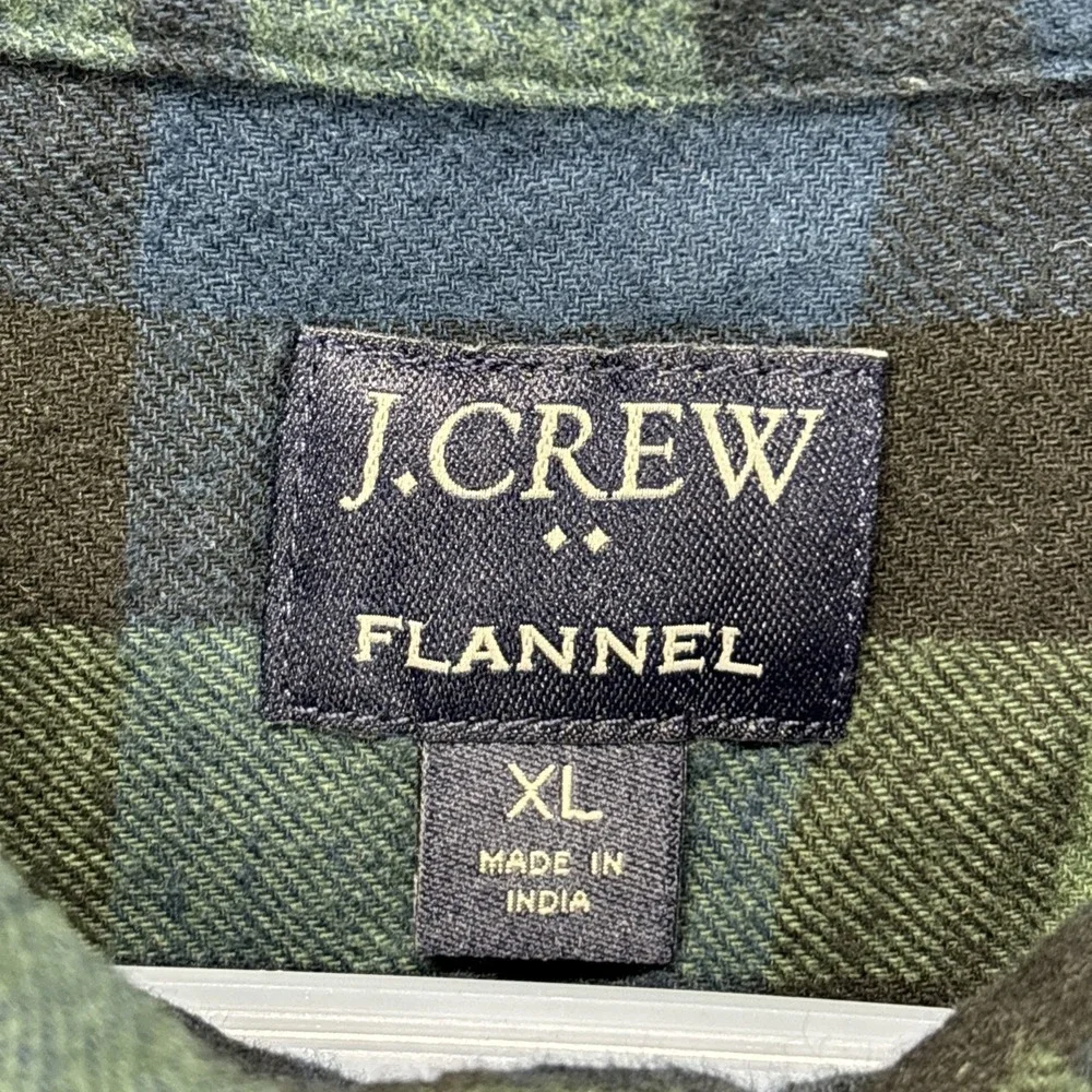 J Crew Flannel Shirt Mens XL Black Watch Plaid Long Sleeve Button Up Workwear